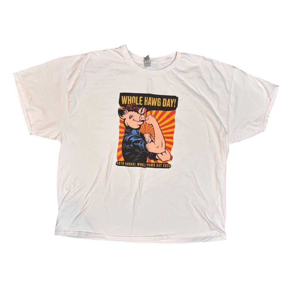 Whole Hawg Day 2024 40th Annual Graphic T-Shirt Gildan Ultra Cotton 3XL White